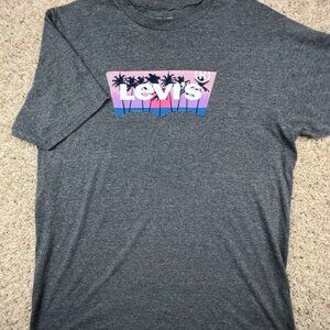 Levi's T-Shirt Large Gray Logo Crew Neck Casual Mens Shirt Short Sleeve Beach
